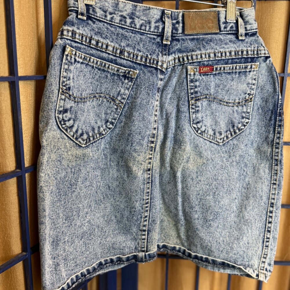 ๐ซ Vintage 90s Acid Wash High Rise Denim Skirt Sz M - Picture 4 of 6